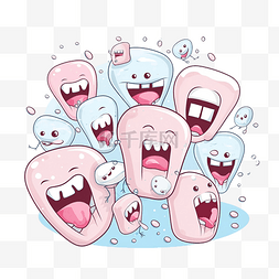 卡通牙齿和口腔内的牙龈对蛀牙问