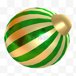 渐变圣诞球图片_节日装饰球3d渲染绿色