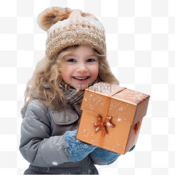 儿童寒冷图片_拿着礼物盒的孩子