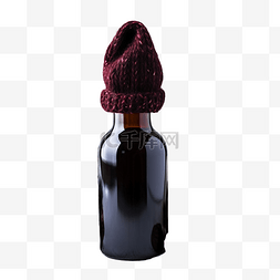 饮料照片图片_装有圣诞帽的瓶子里的热酒，深色