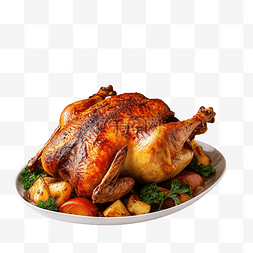 脆皮全鸡图片_节日餐桌上的感恩节晚餐的烤鸡塞