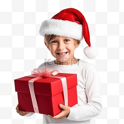 穿着圣诞老人服装的快乐小微笑男