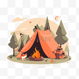 免费露营剪贴画关于森林中露营帐