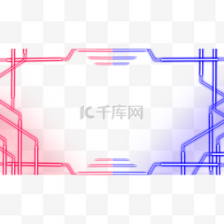 红色渐变几何图图片_霓虹红蓝对战对称边框横图