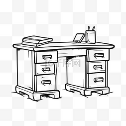 黑白色家具背景图片_办公桌的绘图 向量