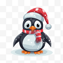 帽子图片_圣诞企鹅剪贴画可爱的卡通企鹅戴