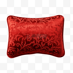 小红色枕头，带有美丽的图案，与