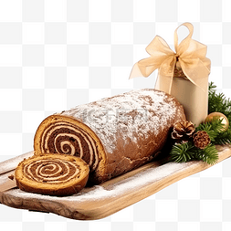 rolo图片_圣诞装饰旁边的 bolo de rolo 卷蛋糕