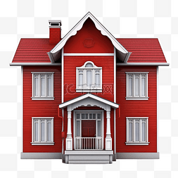 房子是红色的，窗户很高