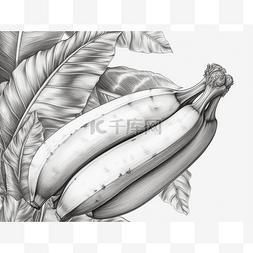 三根香蕉图片_三根香蕉被绘制成黑白树叶图