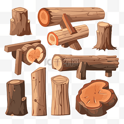 錘图片_卡通风格的伐木原木的木材剪贴画