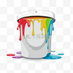油漆桶显示彩虹颜色从它滴下的图