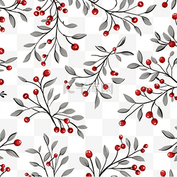 抽象素描图案图片_美丽的花卉灰度图案，有树枝和红