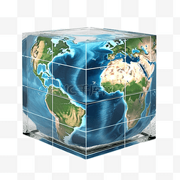 空间立方体图片_立方体中的地球