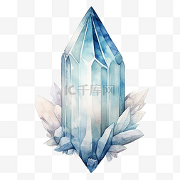 蓝宝石水晶图片_水晶月光石的水彩插图