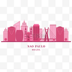 巴西圣保罗城市天际线粉色背景
