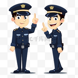 军官剪贴画 两个卡通警察用手指 