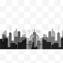高楼城市天际线黑色剪影