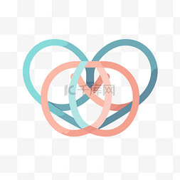 心形标志设计图片_互锁的心形标志以及用蓝色和粉色