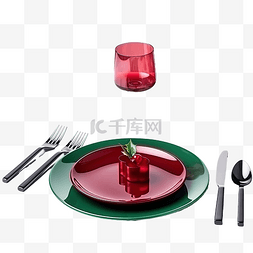 红酒png红酒图片_圣诞餐桌布置，配有红色眼镜和绿