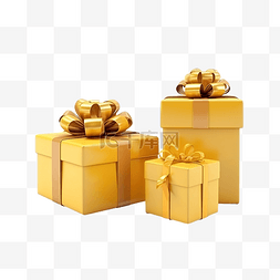 漂浮背景礼物图片_黄色礼盒打开和关闭，用丝带 3D 