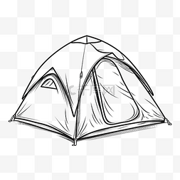 白色魚图片_白色背景上的野营帐篷轮廓涂鸦