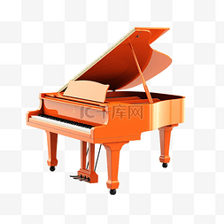 橙色钢琴图片_橙色钢琴乐器音乐剧