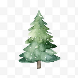树简单卡通图片_简约水彩绿色装饰圣诞树简约可爱
