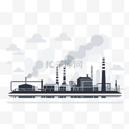 污染环境工业烟雾图片_简约风格的工厂和烟雾插图
