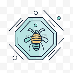 蜂巢icon图片_六角形容器线符号图上的蜜蜂 向