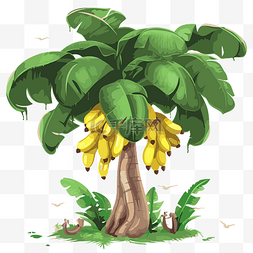 香蕉树剪贴画卡通图像的一棵树和
