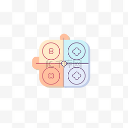 圆圈拼图图片_带有八个小圆圈的彩色拼图 向量