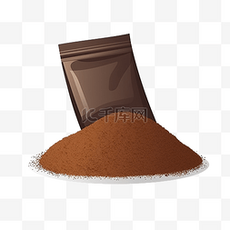 咖啡豆磨粉图片_咖啡粉袋插画
