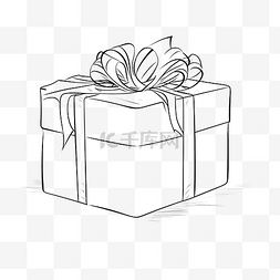 礼品带图片_带蝴蝶结的连续线条绘制礼品盒节