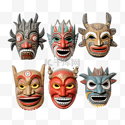民族面具图片_加里曼丹达雅克民族面具