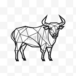 公牛的抽象图片_公牛单线艺术线条动物