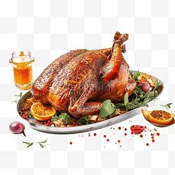 圣诞节或感恩节鸭在烤箱里用香料