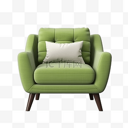 地毯沙发椅图片_3d 绿色扶手椅，带枕头沙发椅家具