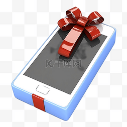 手机上礼品盒消息的 3D 插图