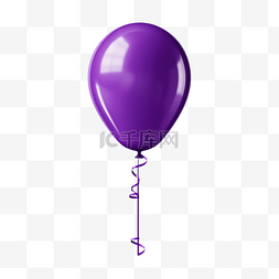 天猫装饰带图片_紫色氦气球，带绳索隔离背景