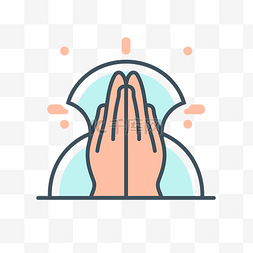 祈祷之手图片_用于网页设计的线性风格的祈祷之