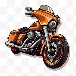 明亮的橙色剪贴画摩托车卡通 向