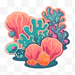 珊瑚礁海洋生物插画五颜六色的珊