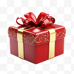 生日爱心礼盒图片_带金丝带的红色爱心礼盒