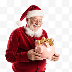 貸款图片_圣诞老人拿着圣诞存钱罐钱箱节日