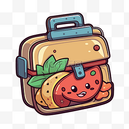 水果和蔬菜图标图片_卡通饭盒携带卡通水果和蔬菜图标