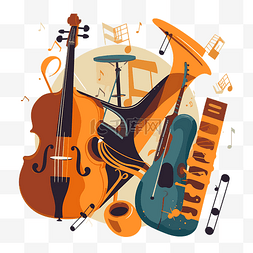 卡通爵士图片_爵士乐器剪贴画乐器与音乐乐器和