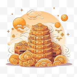 月饼插画中秋节