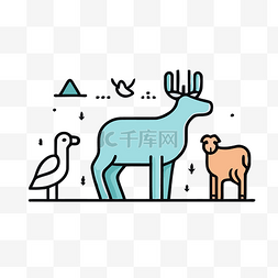鹿和北极熊的简单插画 向量