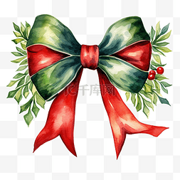圣诞冬青花环与红色蝴蝶结